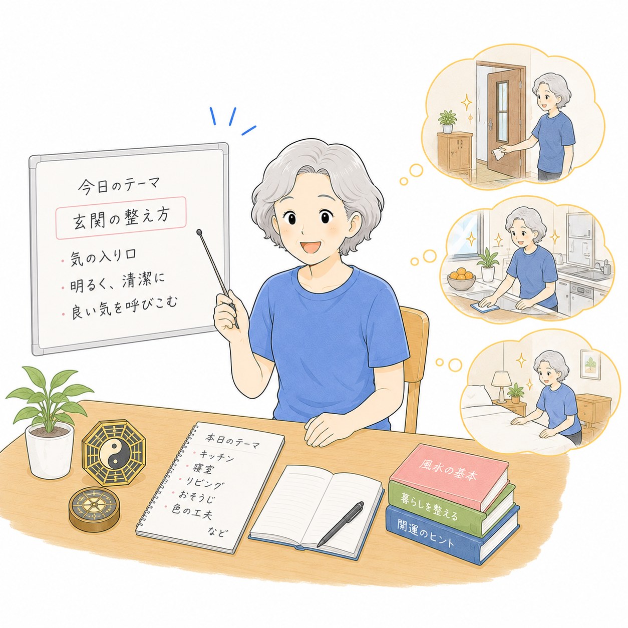毎月のテーマで風水を学ぶシニア女性