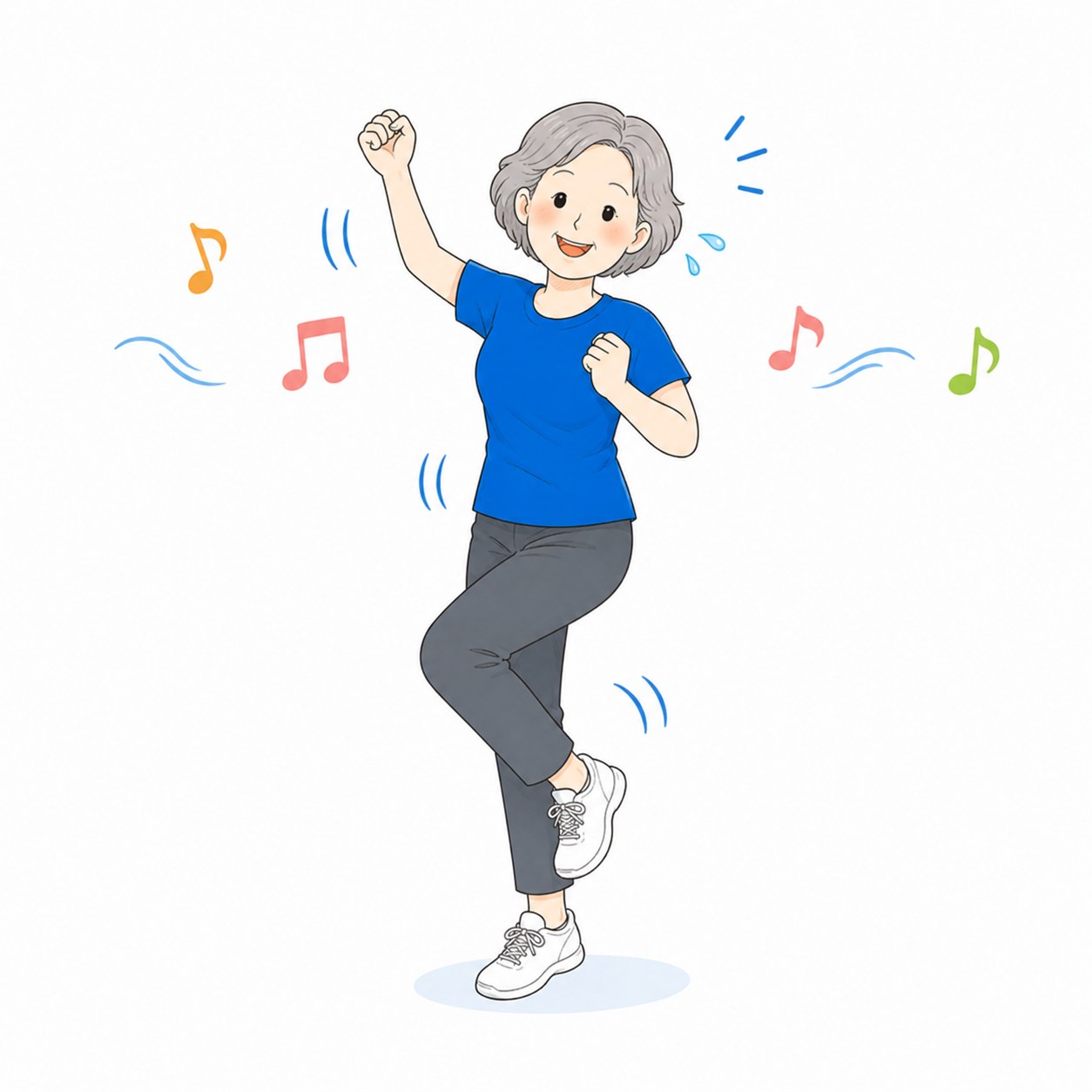 音楽を楽しみながら踊るシニア女性