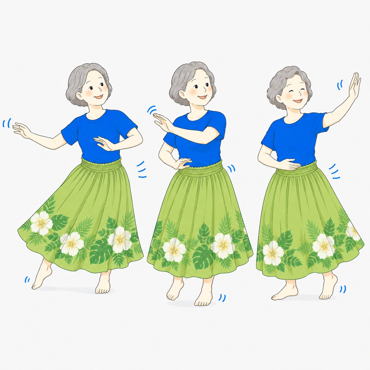 体幹を使ってフラを踊るシニア