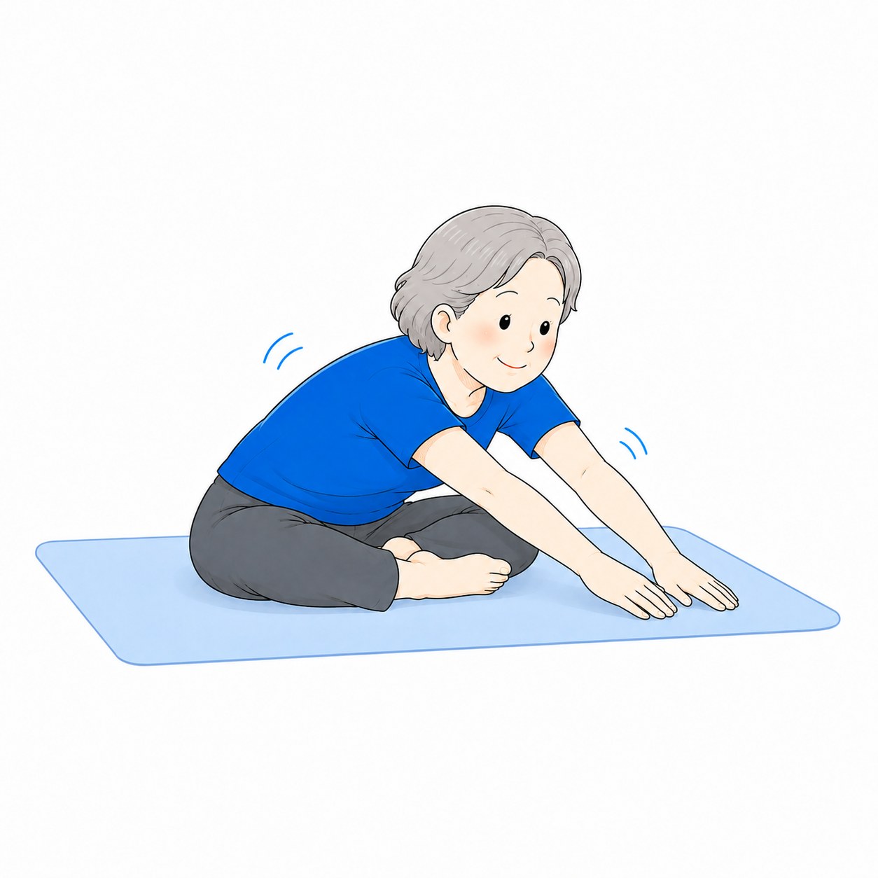続けて体の変化を感じるストレッチピラティスのシニア女性
