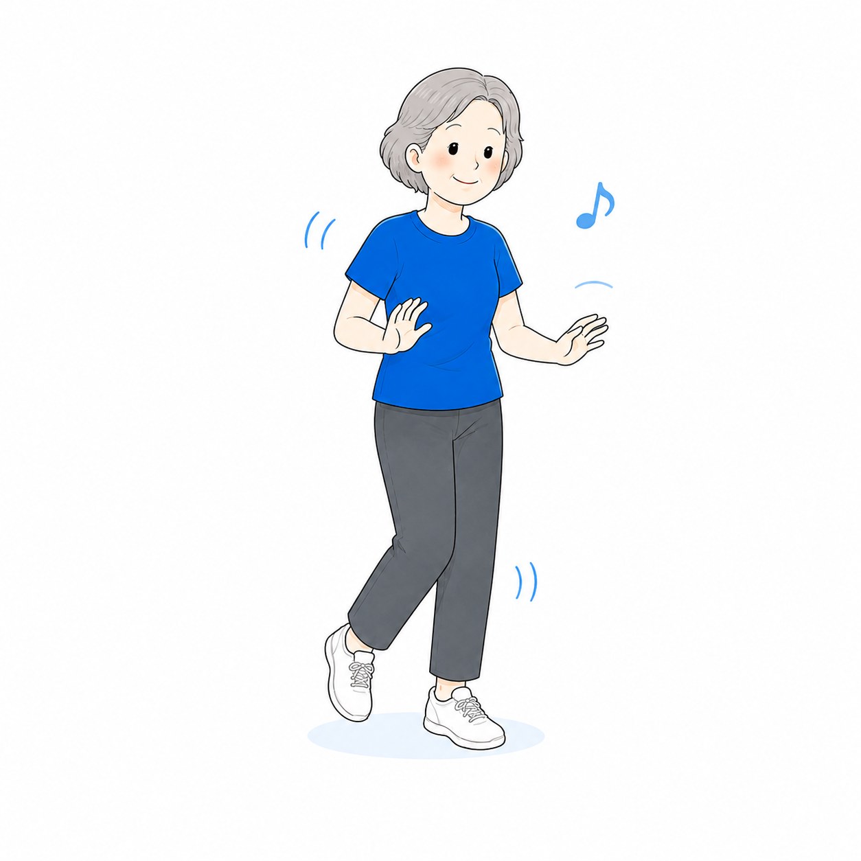全身を使ってダンスをするシニア女性
