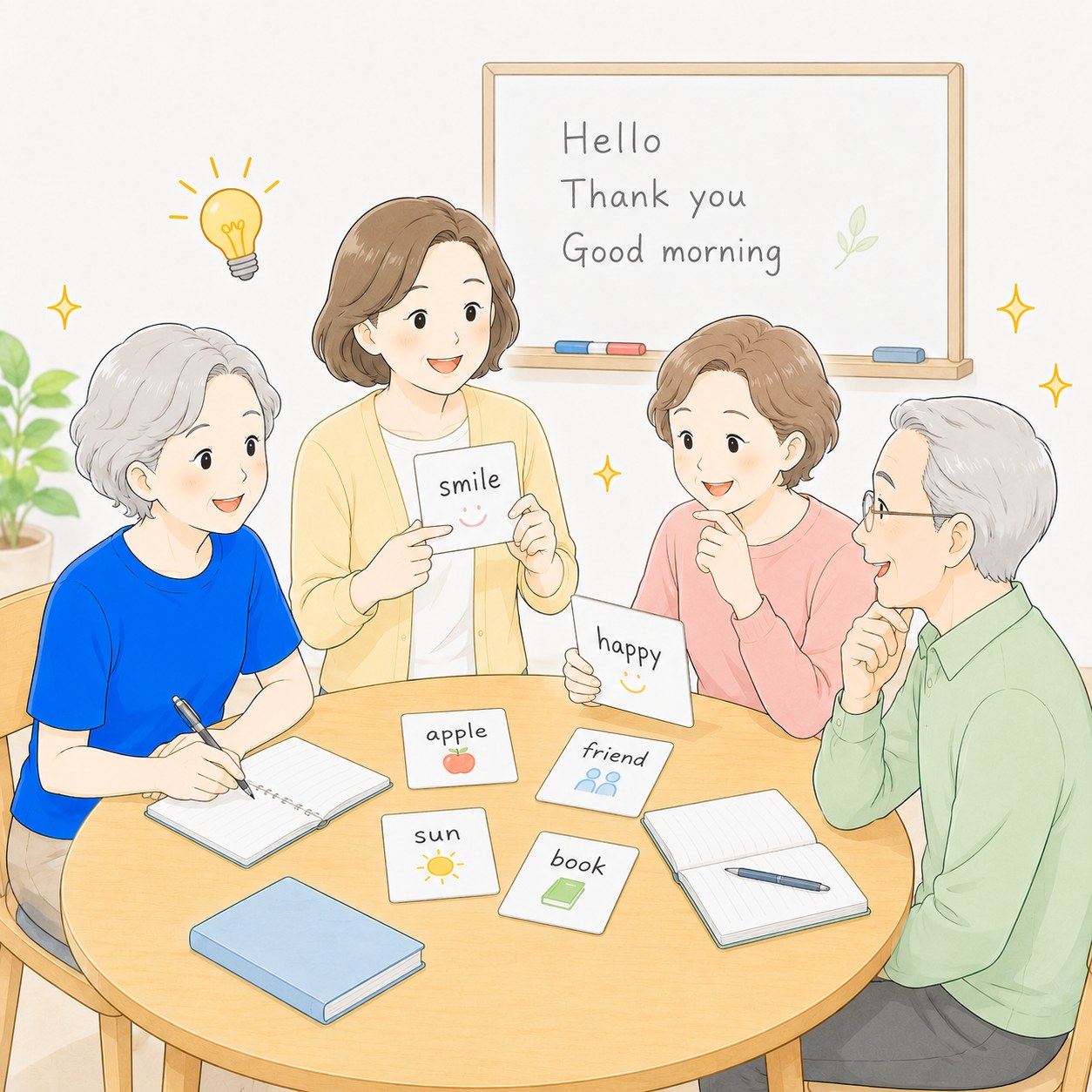 英語を学んで頭の体操をするシニア女性
