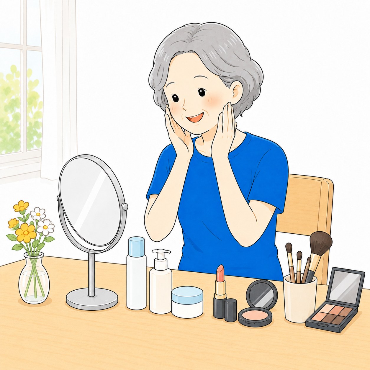 明るい印象づくりを楽しむシニア女性