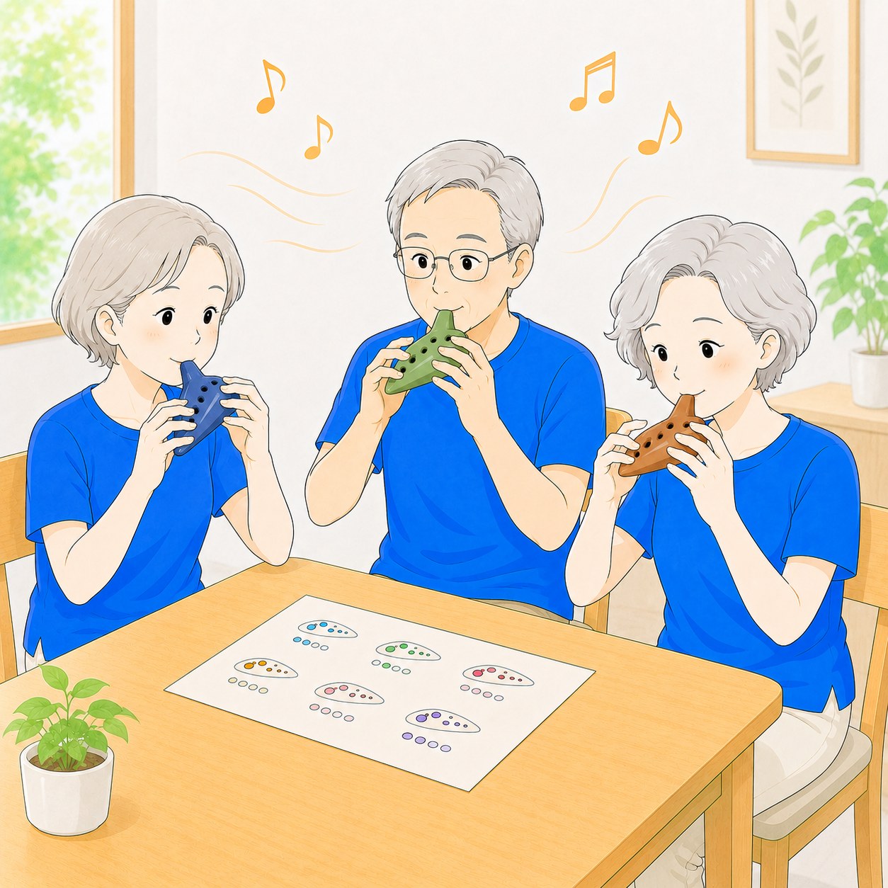 やわらかな音色のオカリナを楽しむシニア