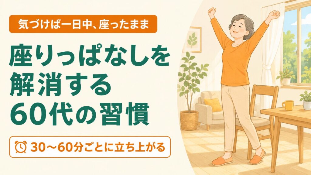 座りっぱなしがシニアに与える影響と対策｜60代の解消習慣 のイメージ