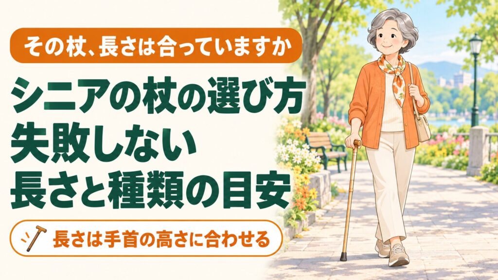 シニアの杖の選び方｜60代・高齢者が失敗しない長さと種類の目安 のイメージ