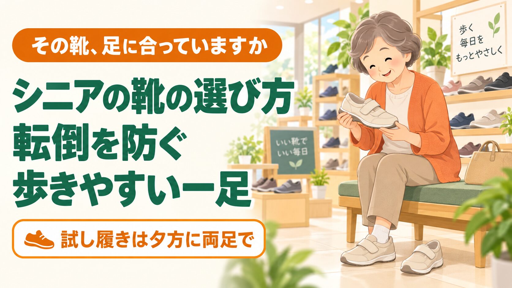 シニアの靴の選び方｜60代・高齢者が転倒を防ぐ歩きやすい一足 のイメージ