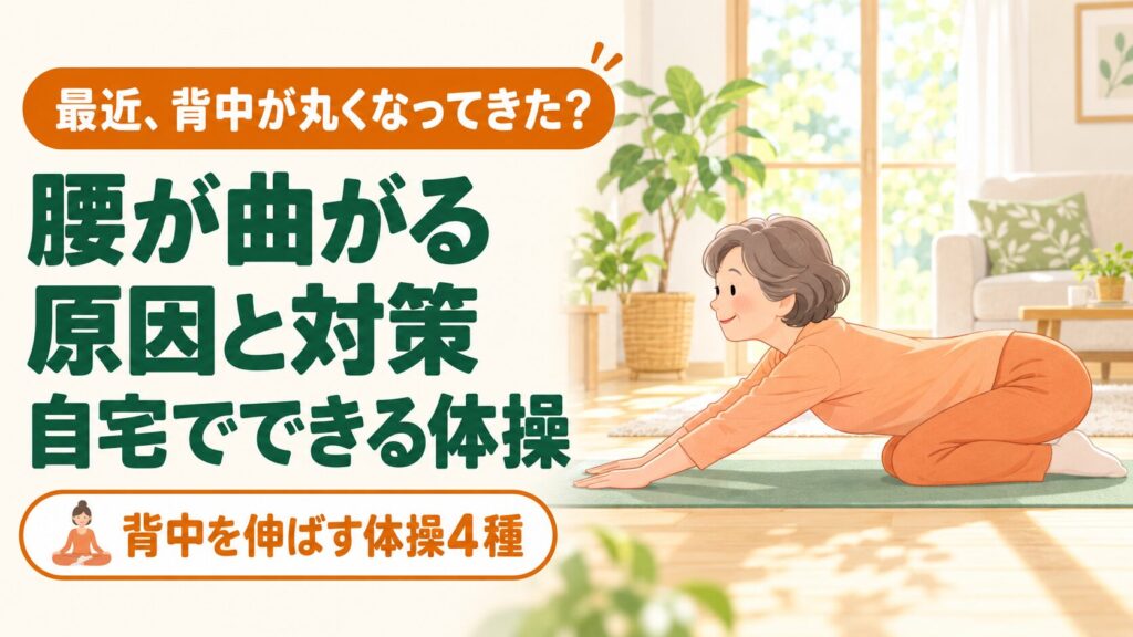 腰が曲がる原因と対策｜60代・高齢者が自宅でできる体操と受診の目安 のイメージ
